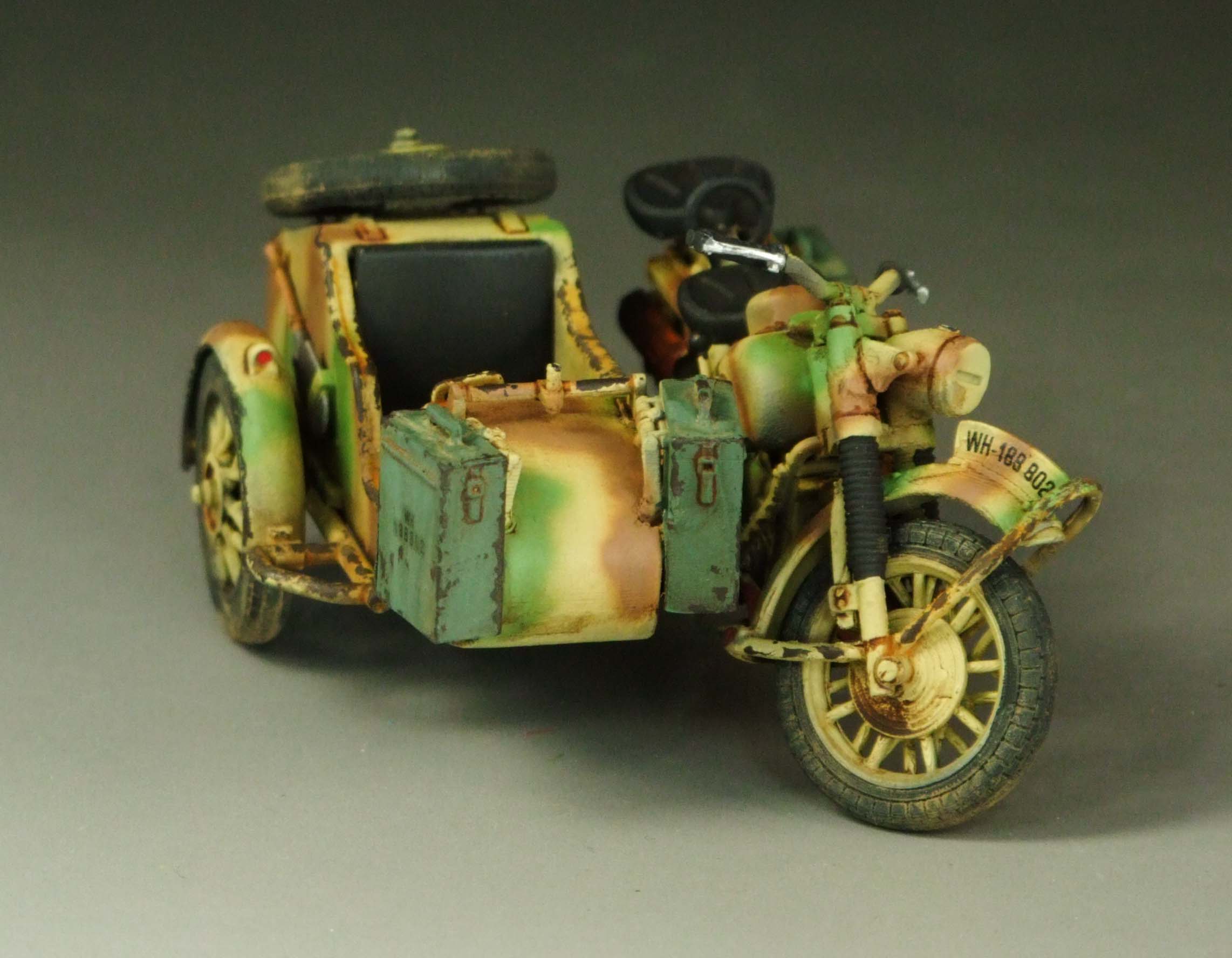 ww2 German R75 with sidecar and trailer Camouflage version